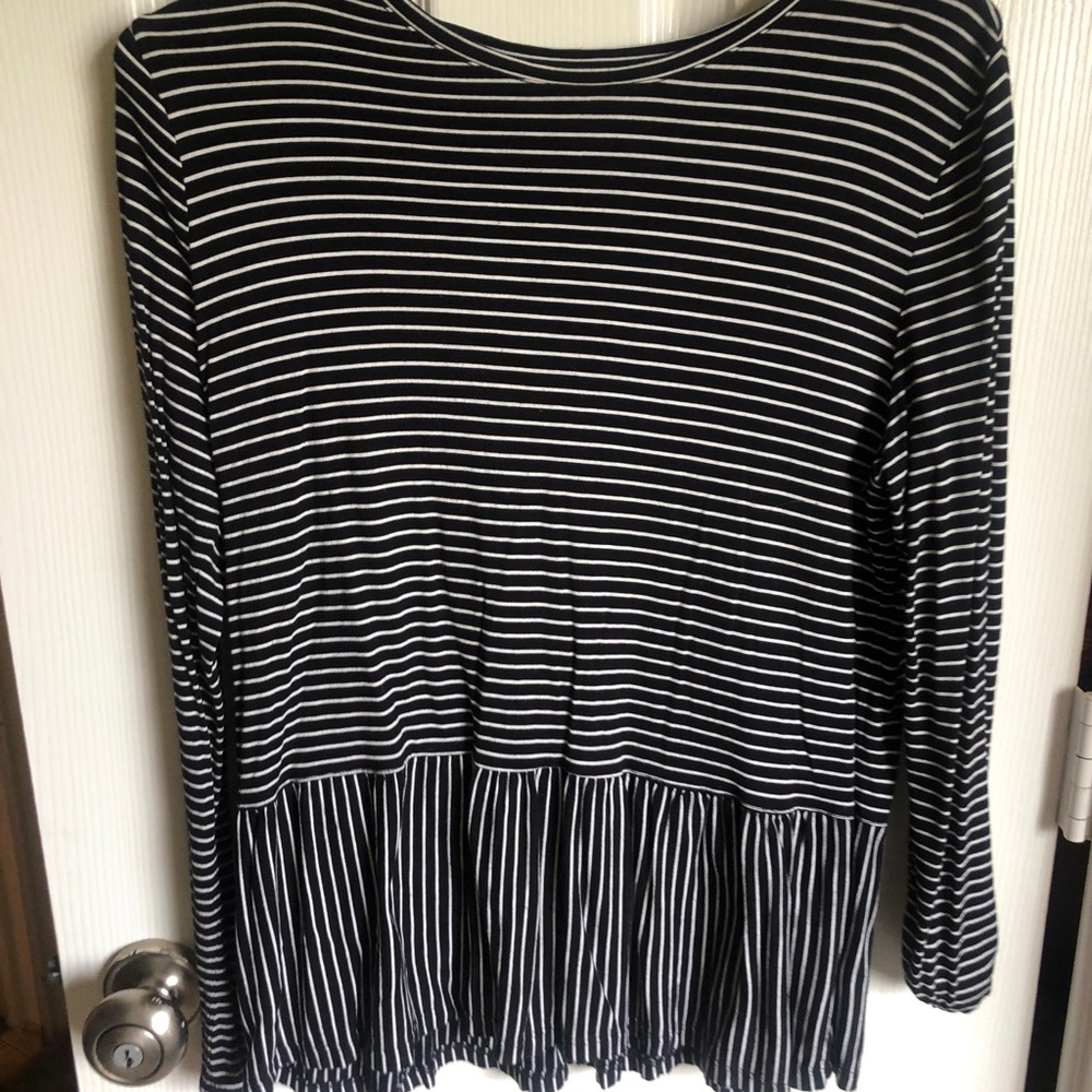 Black and White Peplum Top